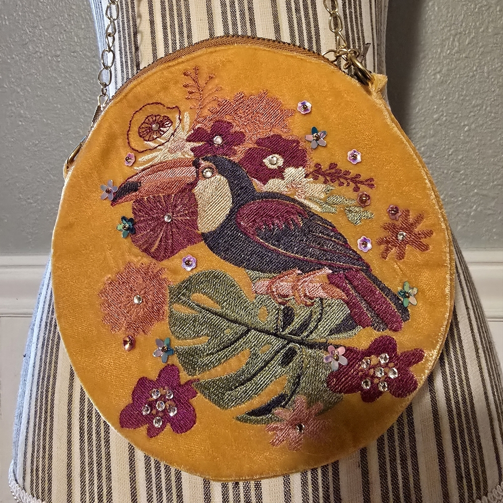 Powder-UK Toucan Velvet Bag New With Tag